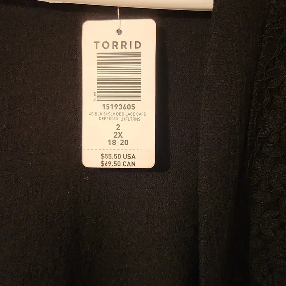 Torrid Black Lace Babydoll Cardigan  Size 18/20 (Torrid Size 2) - Picture 2 of 7